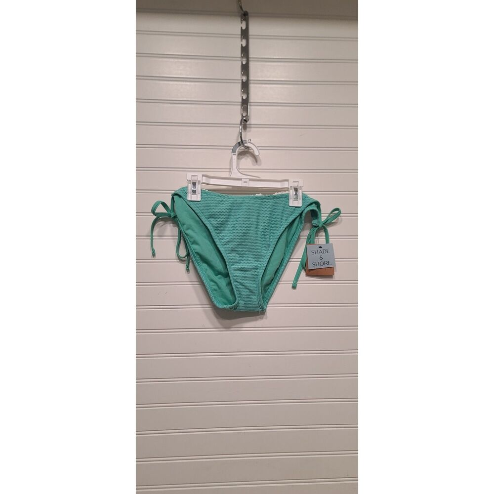 Shade & Shore Textured Turquoise Bikini Bottom W/Side Ties Size L 12-14 NWT